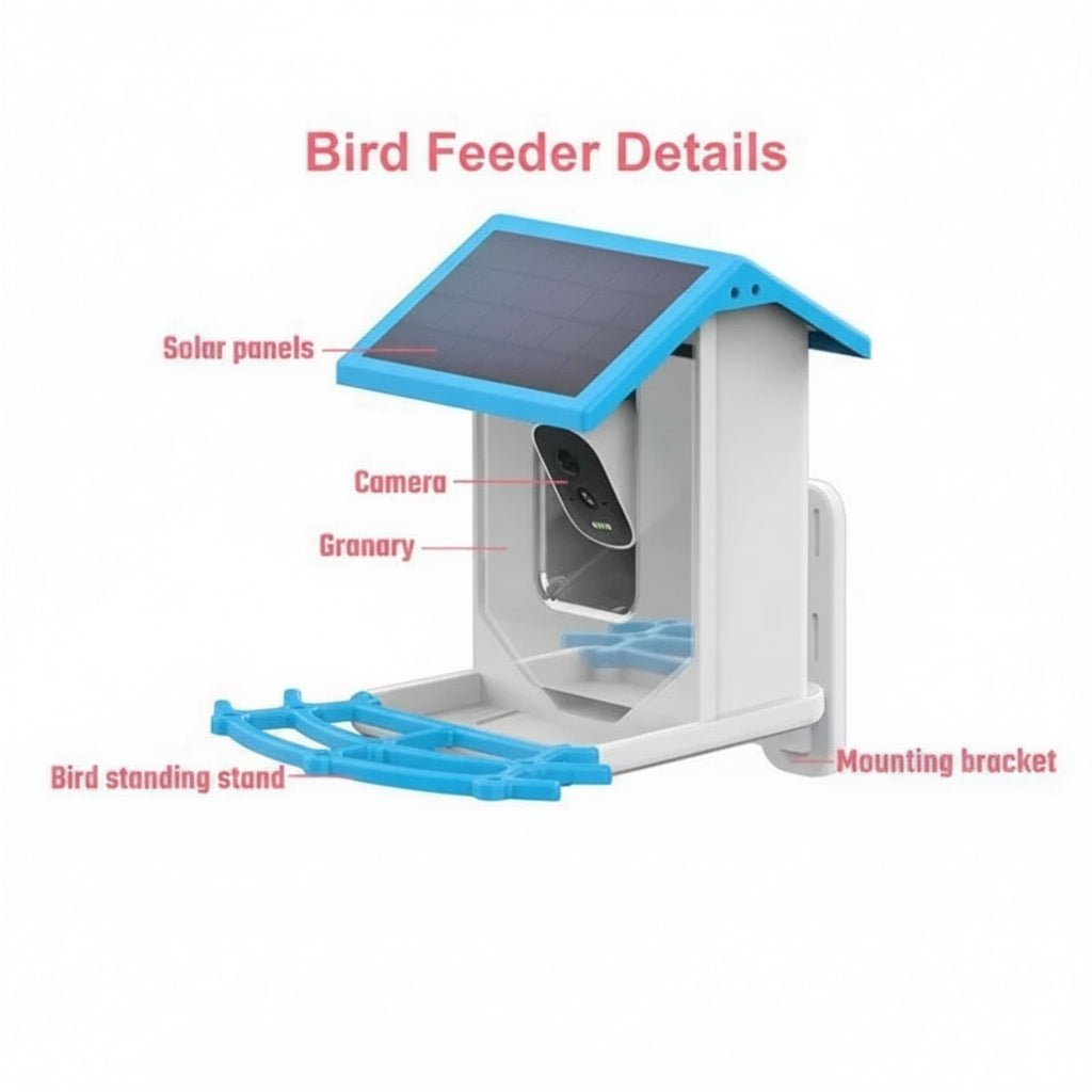 SolaBird Vogelhaus - Solarbetrieben mit 2,4K-HD-Kamera, Wetterfest 7