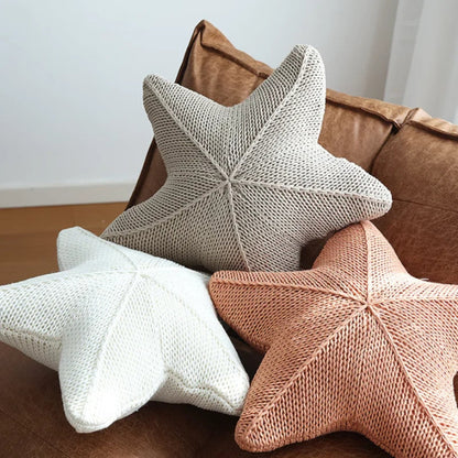 Soleil Kissen - Handgestrickt, Seestern-Design 50x50 cm 1
