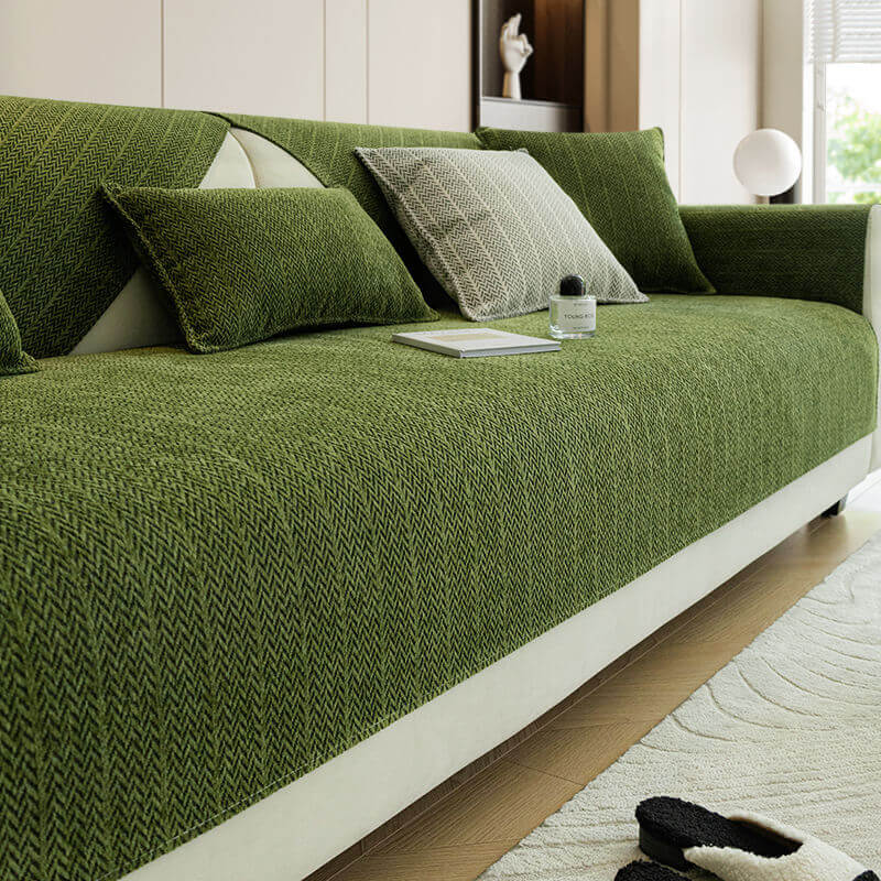 PetShieldWeave™ - Chenille Sofaüberwurf - Haustierfreundlicher Stil - Rutschfester Sofaschutz