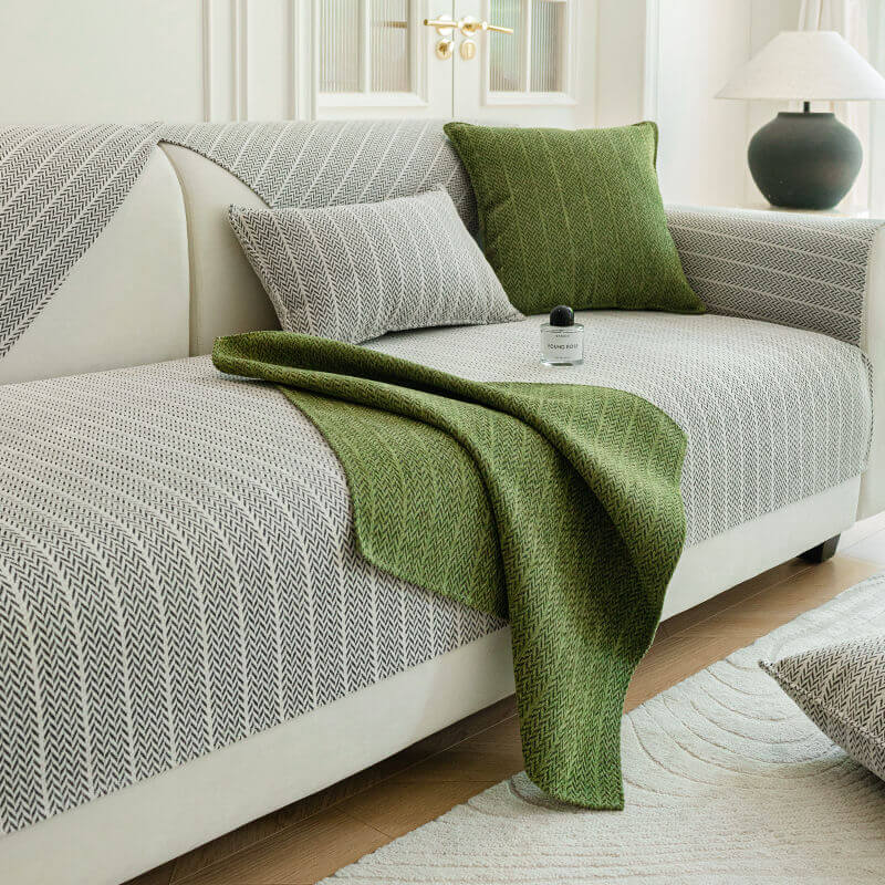 PetShieldWeave™ - Chenille Sofaüberwurf - Haustierfreundlicher Stil - Rutschfester Sofaschutz