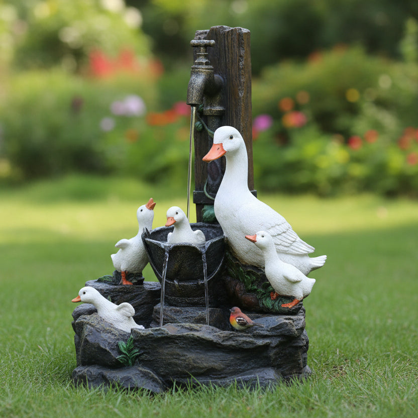 Sonnentau Gartenfigur - Wetterfestes Enten- und Eichhörnchen-Design für den Garten 2