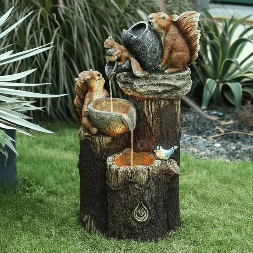 Sonnentau Gartenfigur - Wetterfestes Enten- und Eichhörnchen-Design für den Garten 6