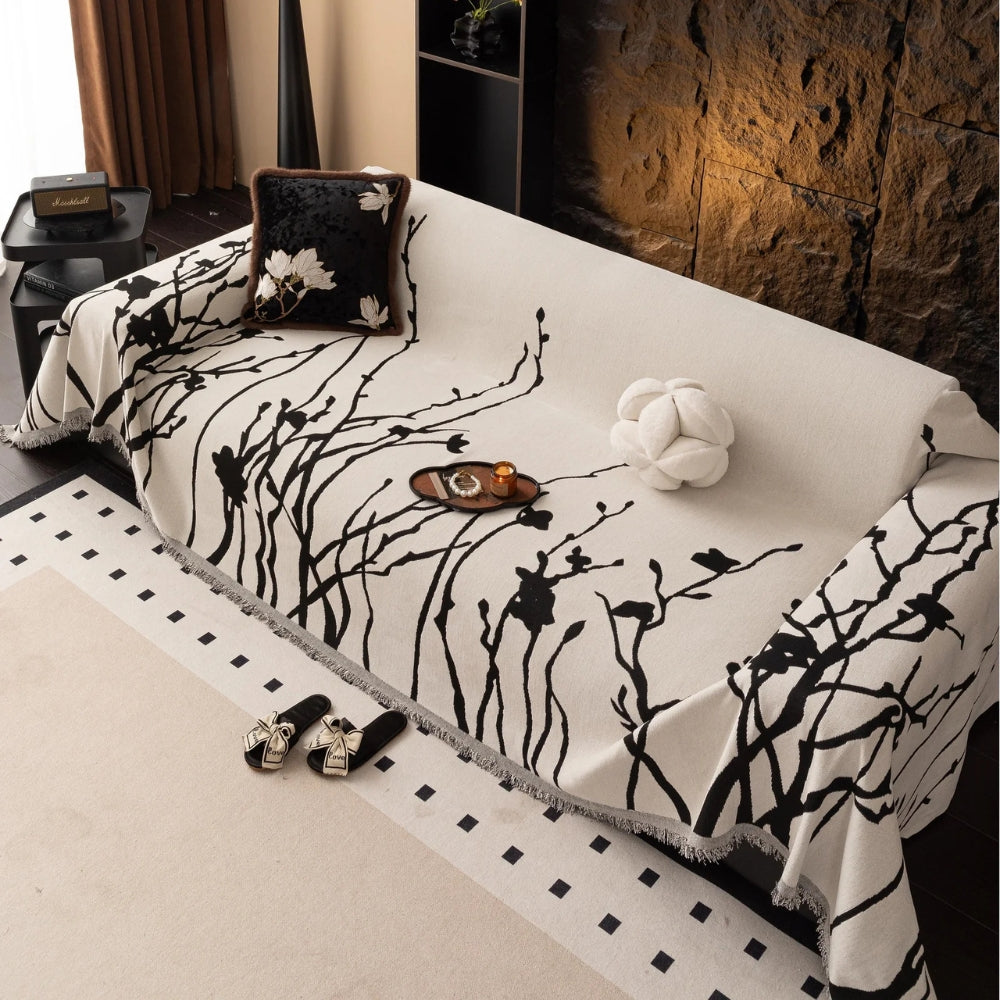 Talia Sofabezug - Chenille-Stoff, Elegantes Zweigmuster 0