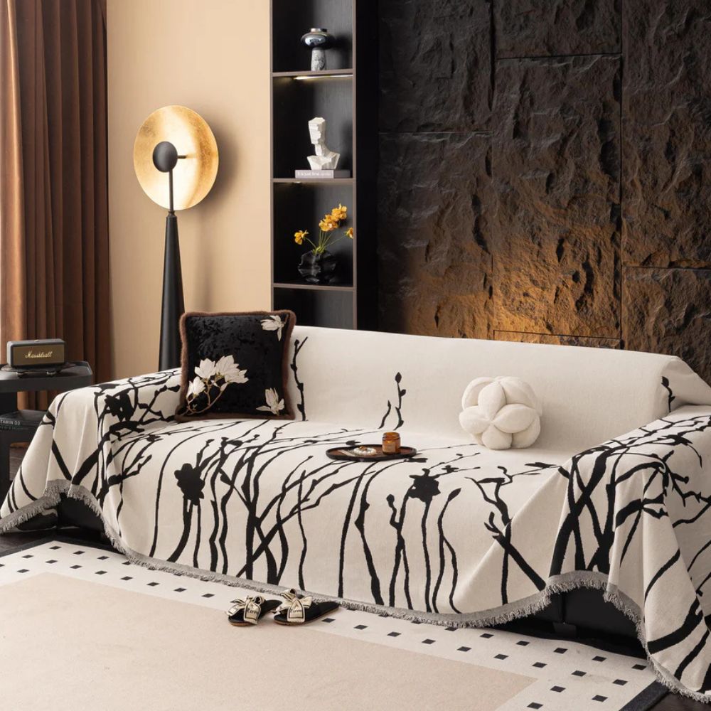 Talia Sofabezug - Chenille-Stoff, Elegantes Zweigmuster 1