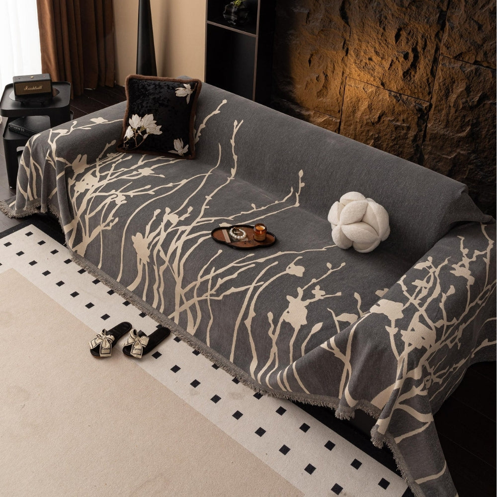 Talia Sofabezug - Chenille-Stoff, Elegantes Zweigmuster 3