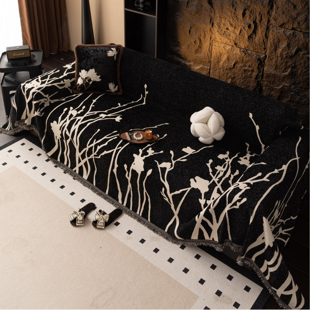 Talia Sofabezug - Chenille-Stoff, Elegantes Zweigmuster 4