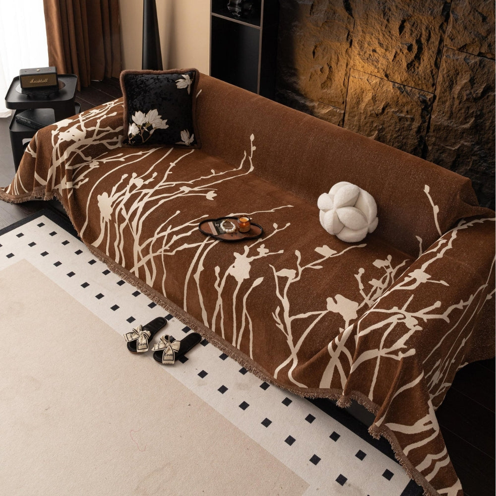 Talia Sofabezug - Chenille-Stoff, Elegantes Zweigmuster 5
