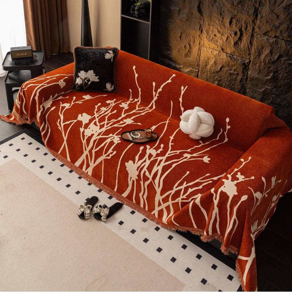 Talia Sofabezug - Chenille-Stoff, Elegantes Zweigmuster 7