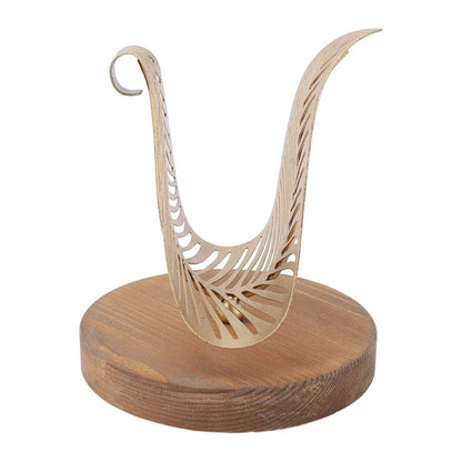 Talia Tissue Holder - Iron with Wooden Base, Leaf Design 2