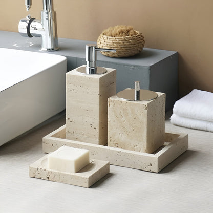 Tavero Badezimmer Set - Travertin Naturstein, Elegant und Antibakteriell 7