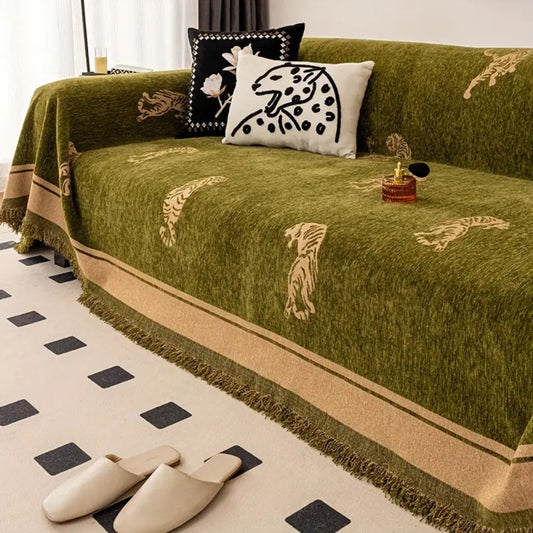 Tigra Sofabezug - Luxus Chenille, Modernes Tigermotiv, Maschinenwaschbar 1