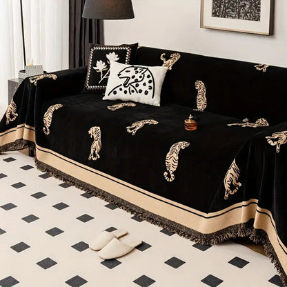 Tigra Sofabezug - Luxus Chenille, Modernes Tigermotiv, Maschinenwaschbar 2