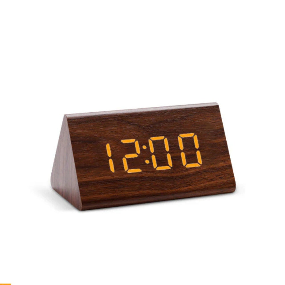 TriWoodTime™ Holz Wecker – Digitaler LED Wecker – Uhr Datum Temperatur