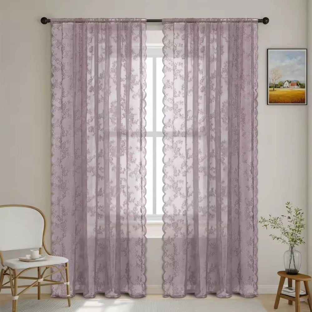 Travia Gardine - Transparenter Spitzenstoff mit Blumenmuster, Lichtfilternd 0