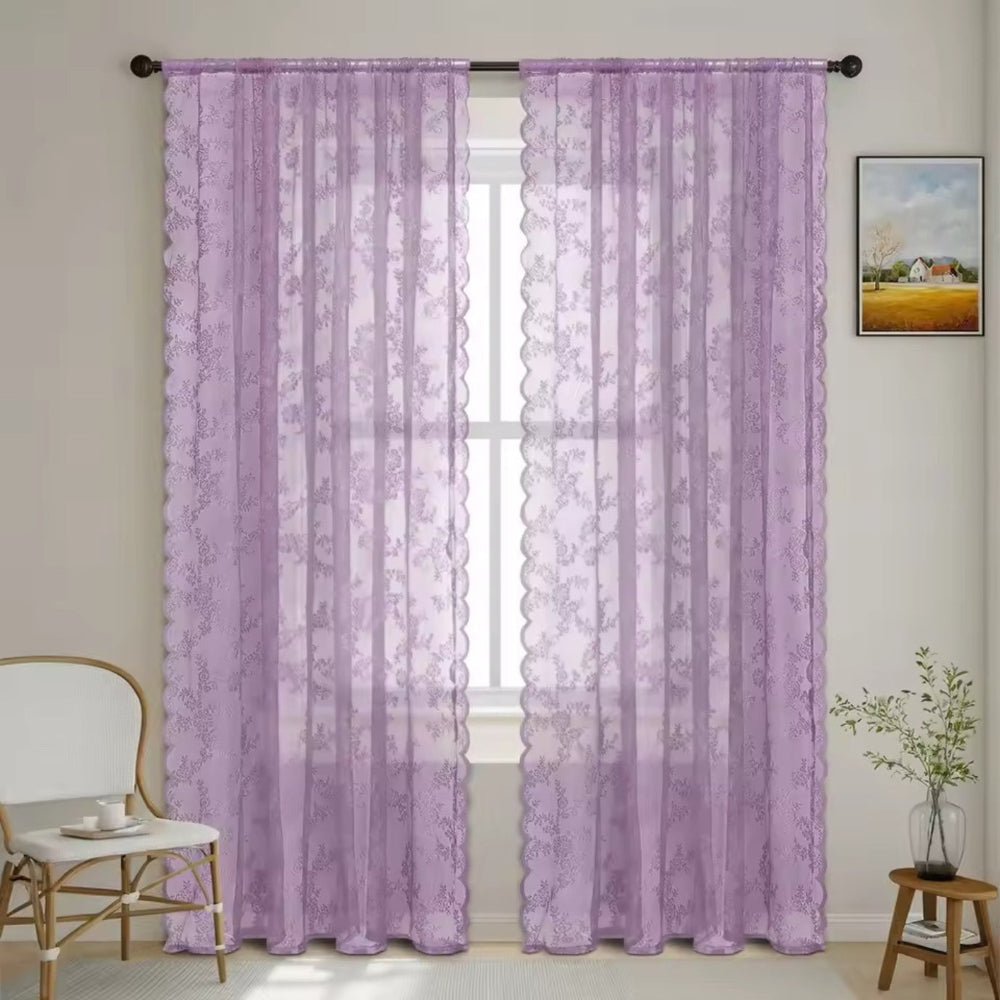 Travia Gardine - Transparenter Spitzenstoff mit Blumenmuster, Lichtfilternd 10