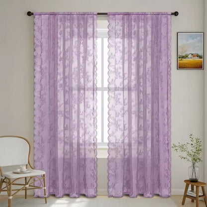 Travia Gardine - Transparenter Spitzenstoff mit Blumenmuster, Lichtfilternd 10