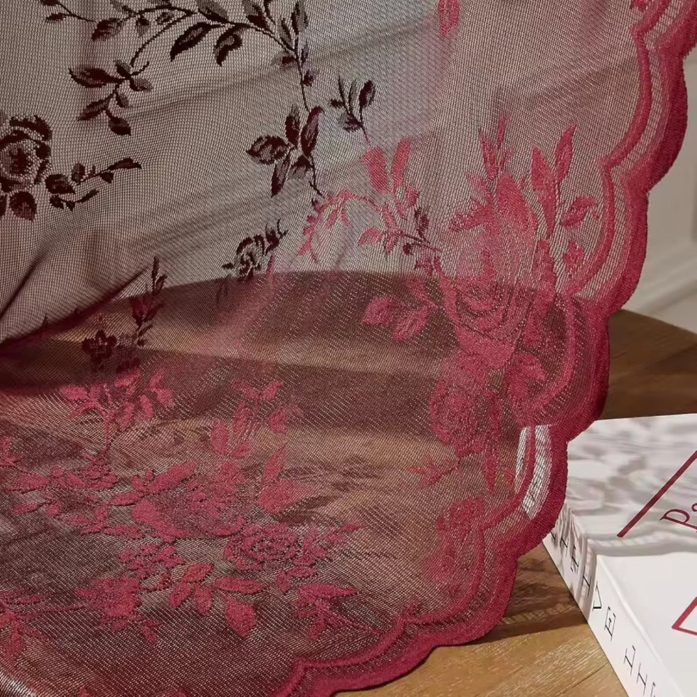 Travia Gardine - Transparenter Spitzenstoff mit Blumenmuster, Lichtfilternd 3