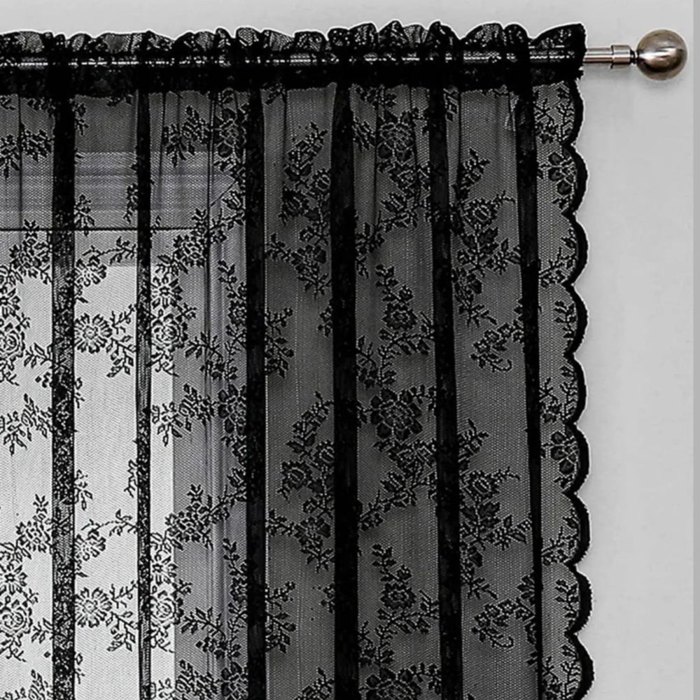 Travia Gardine - Transparenter Spitzenstoff mit Blumenmuster, Lichtfilternd 4