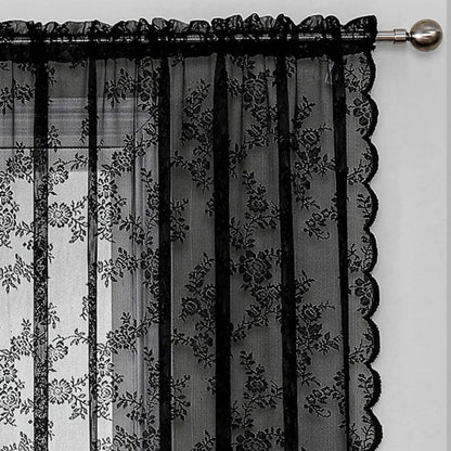 Travia Gardine - Transparenter Spitzenstoff mit Blumenmuster, Lichtfilternd 4
