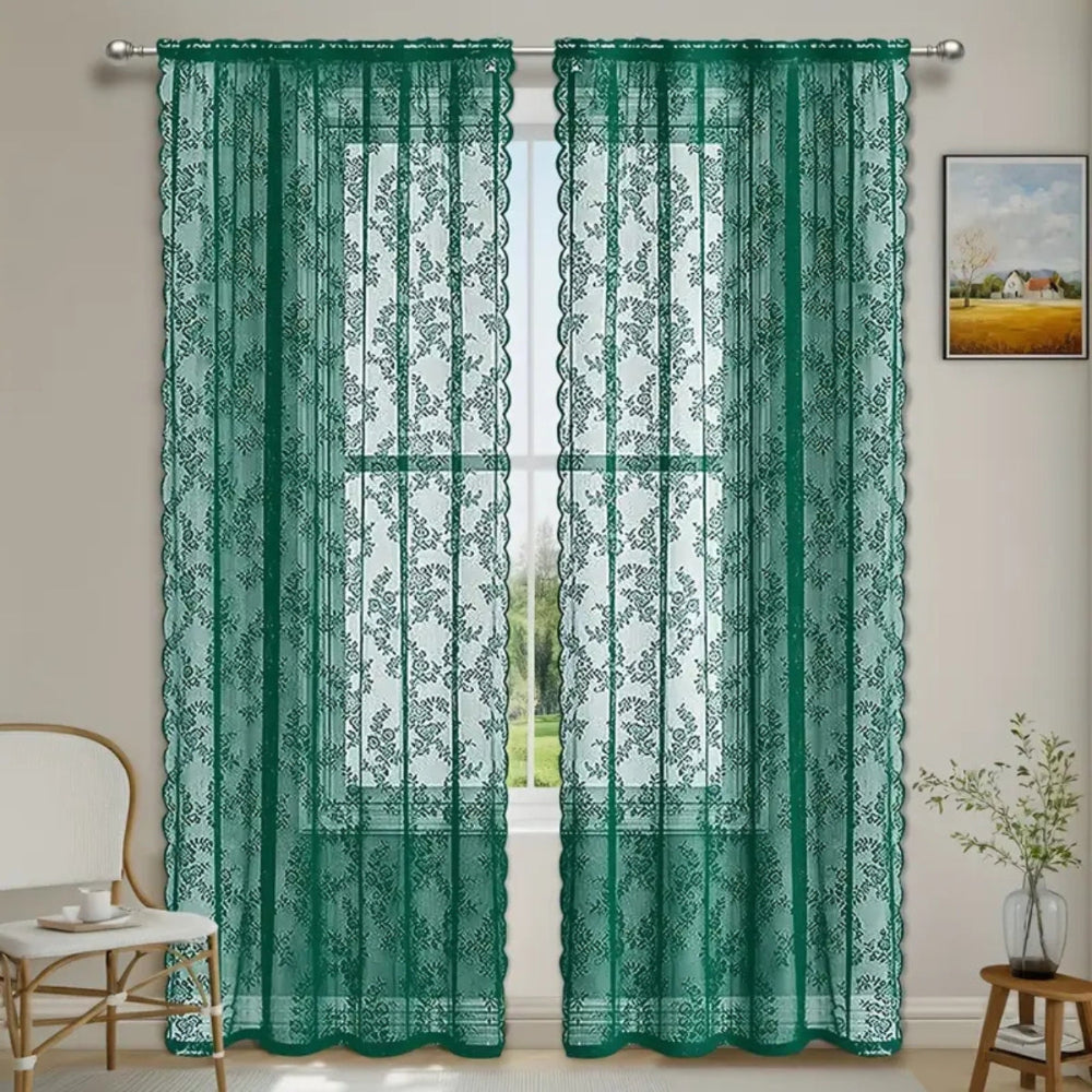 Travia Gardine - Transparenter Spitzenstoff mit Blumenmuster, Lichtfilternd 5