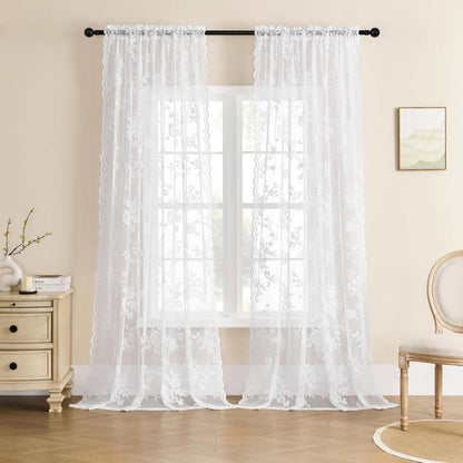 Travia Gardine - Transparenter Spitzenstoff mit Blumenmuster, Lichtfilternd 6