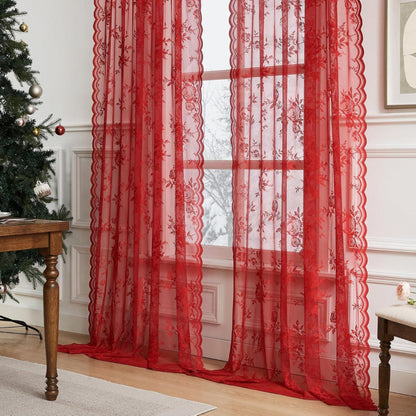 Travia Gardine - Transparenter Spitzenstoff mit Blumenmuster, Lichtfilternd 7