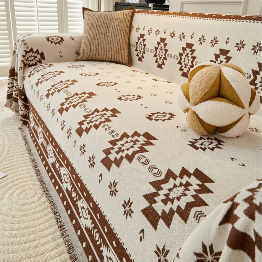 Tribal Harmony Sofaüberwurf - Wendbar, Weiche Chenille für Couch 5