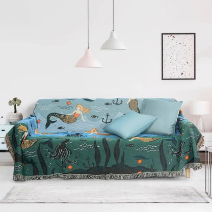 Ula Sofa Bezug - Waschbarer Baumwolle-Polyester, Verspielt mit Unterwassermotiven 0