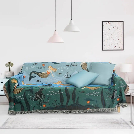 Ula Sofa Bezug - Waschbarer Baumwolle-Polyester, Verspielt mit Unterwassermotiven 0