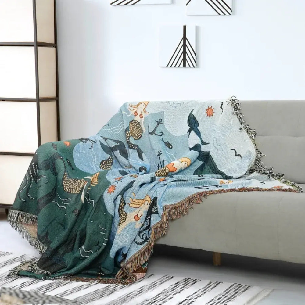 Ula Sofa Bezug - Waschbarer Baumwolle-Polyester, Verspielt mit Unterwassermotiven 1