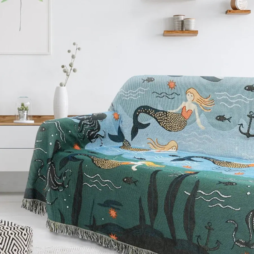 Ula Sofa Bezug - Waschbarer Baumwolle-Polyester, Verspielt mit Unterwassermotiven 2