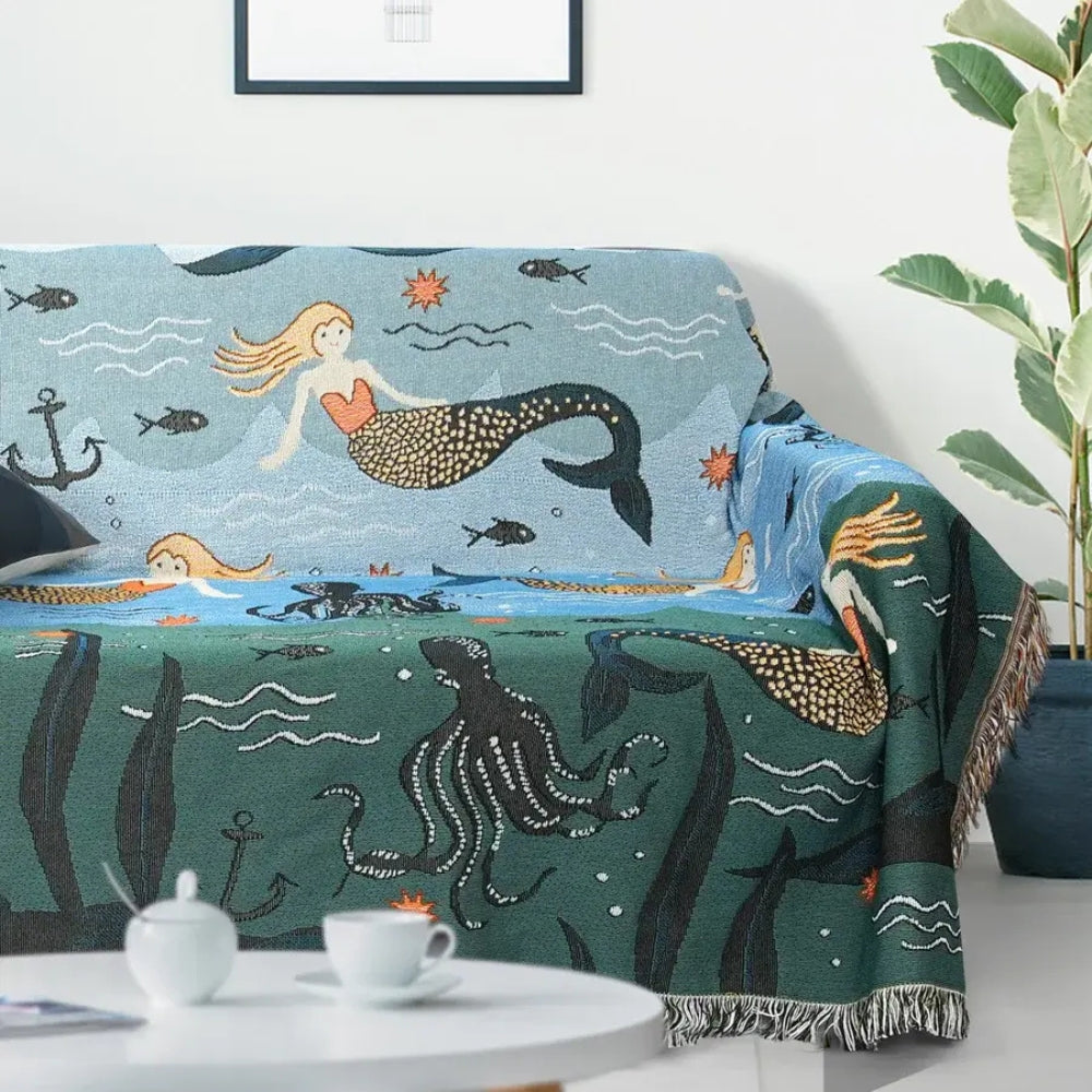 Ula Sofa Bezug - Waschbarer Baumwolle-Polyester, Verspielt mit Unterwassermotiven 3