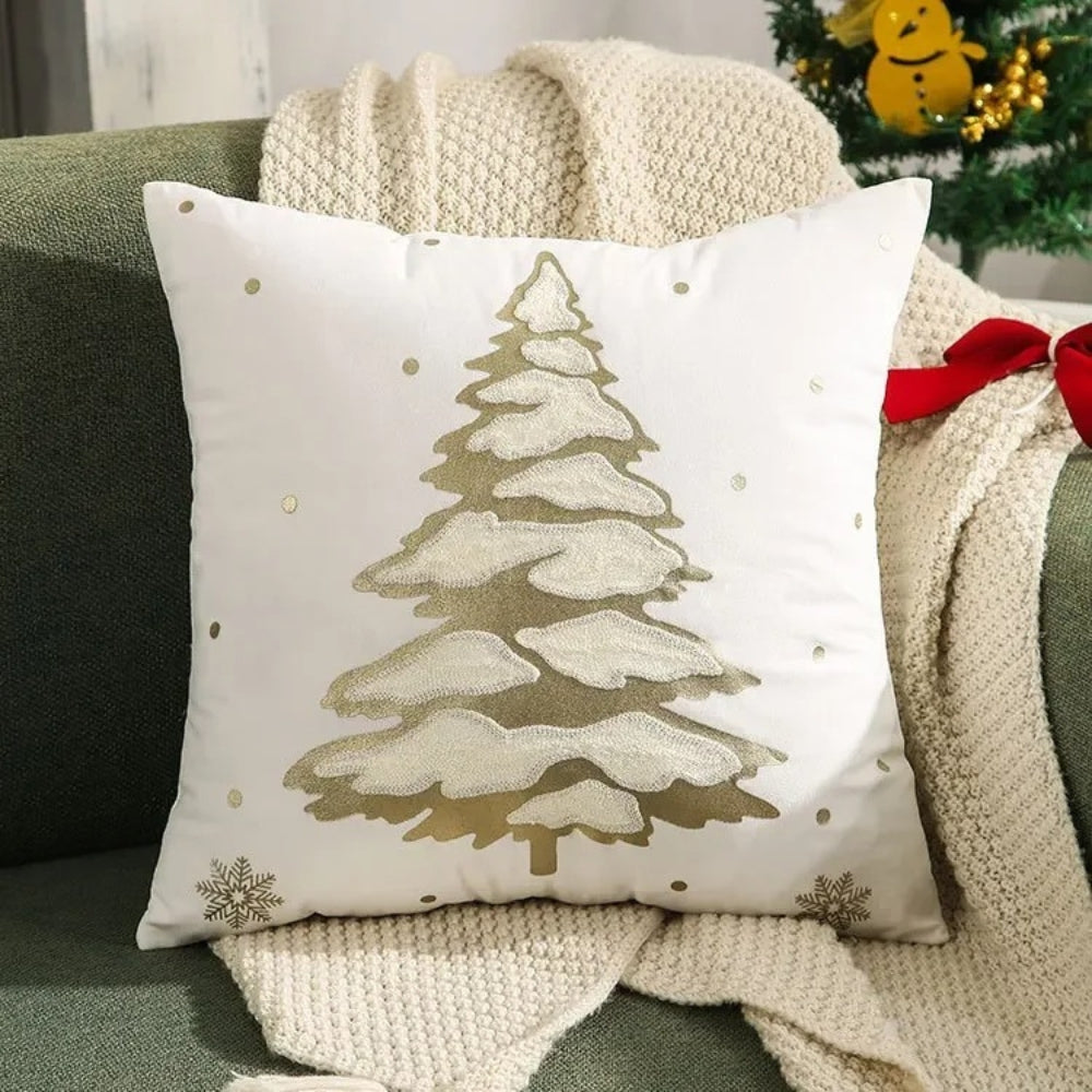 Velyra Kissenbezug - Samt mit Weihnachtsbaummuster, 45x45 cm 0