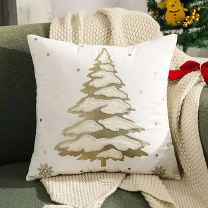Velyra Kissenbezug - Samt mit Weihnachtsbaummuster, 45x45 cm 0