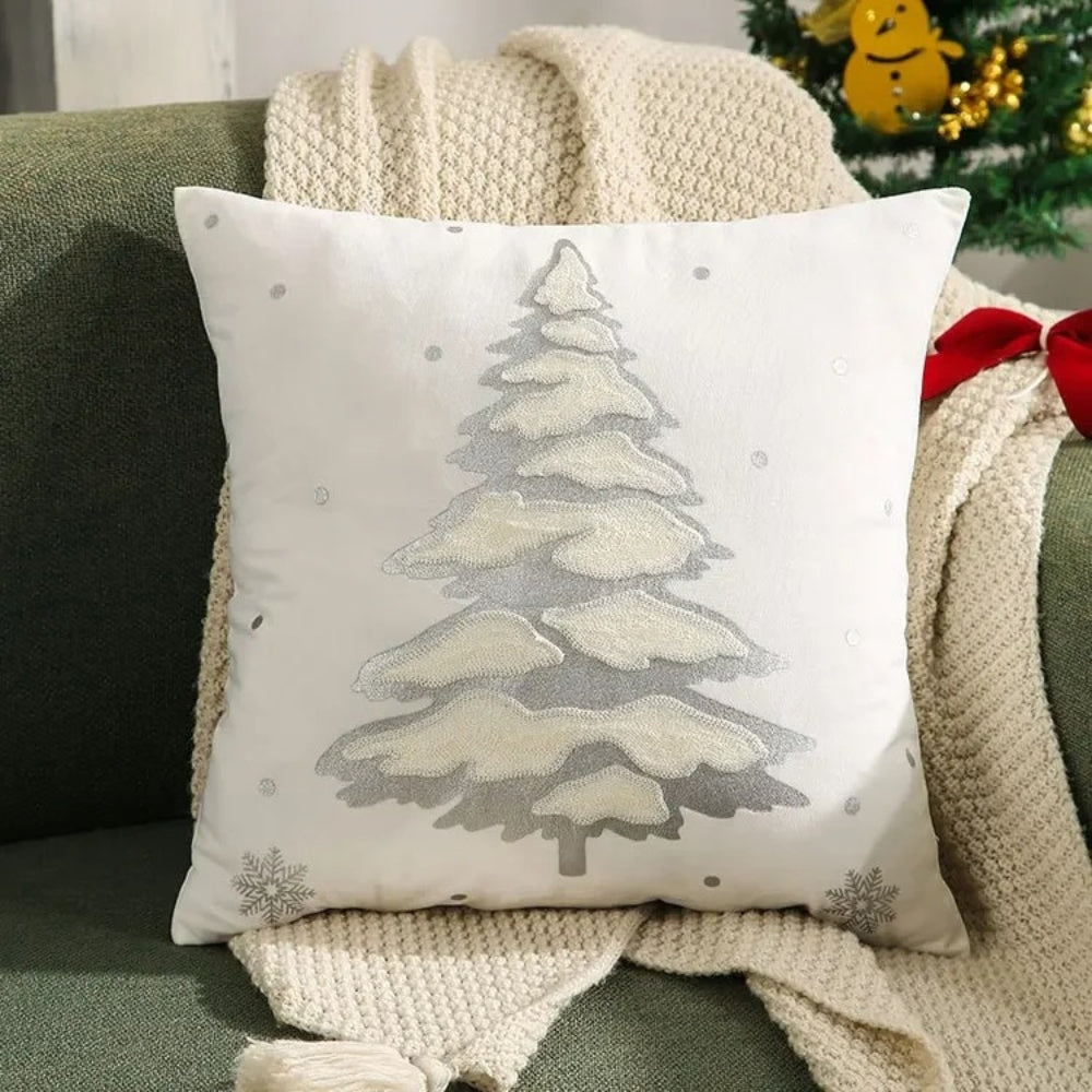 Velyra Kissenbezug - Samt mit Weihnachtsbaummuster, 45x45 cm 3