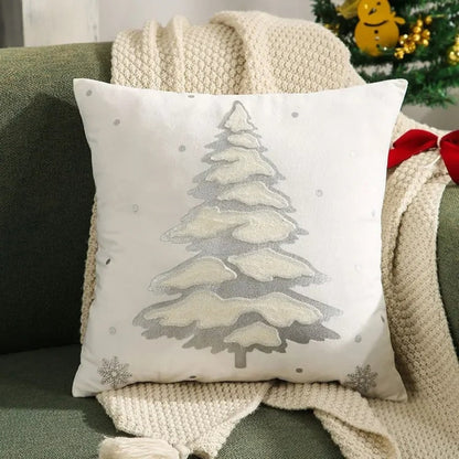 Velyra Kissenbezug - Samt mit Weihnachtsbaummuster, 45x45 cm 3