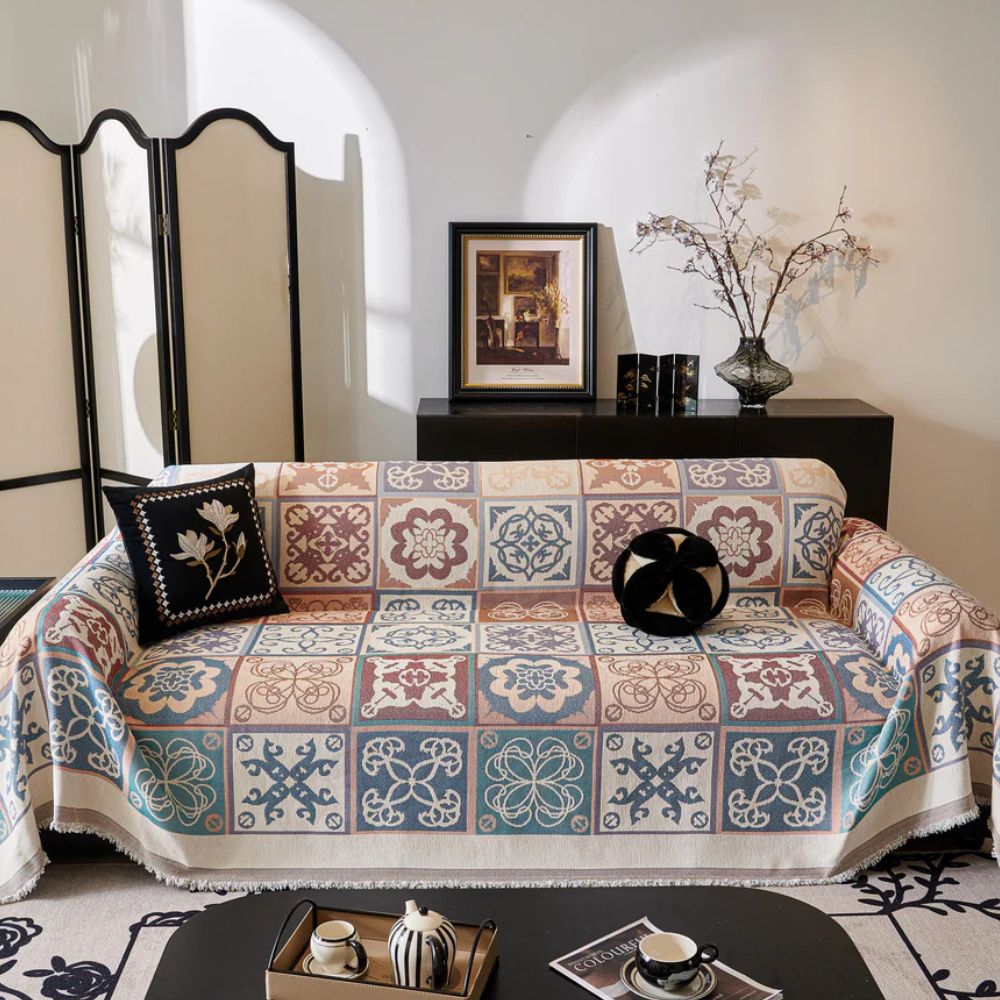 Vento Sofabezug - Vintage Mosaik Chenille, Maschinenwaschbar 0