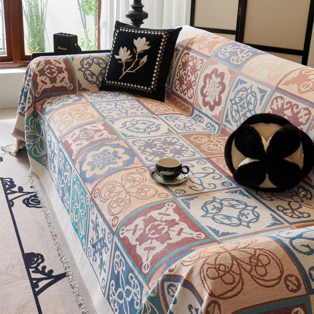 Vento Sofabezug - Vintage Mosaik Chenille, Maschinenwaschbar 1