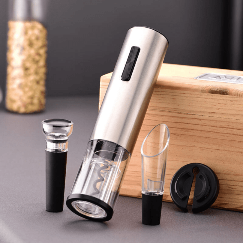 VinoLux Elektrischer Korkenzieher - 4-in-1 Set mit Folienschneider und Vakuumverschluss 0