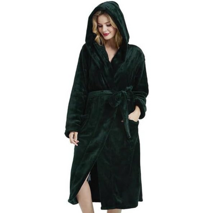 Viviara Damen Bademantel - Fleece, Lang mit Kapuze und Taschen 7