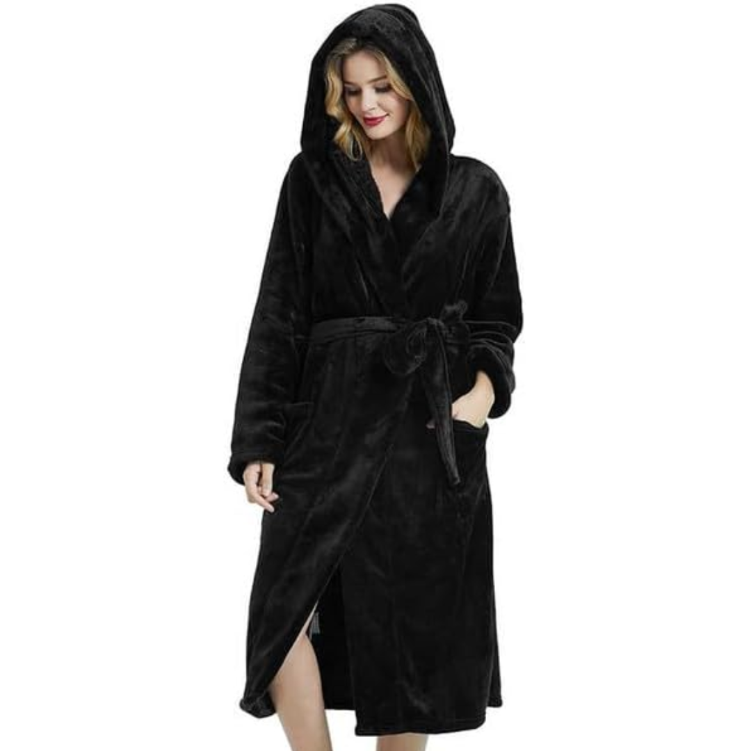 Viviara Damen Bademantel - Fleece, Lang mit Kapuze und Taschen 9