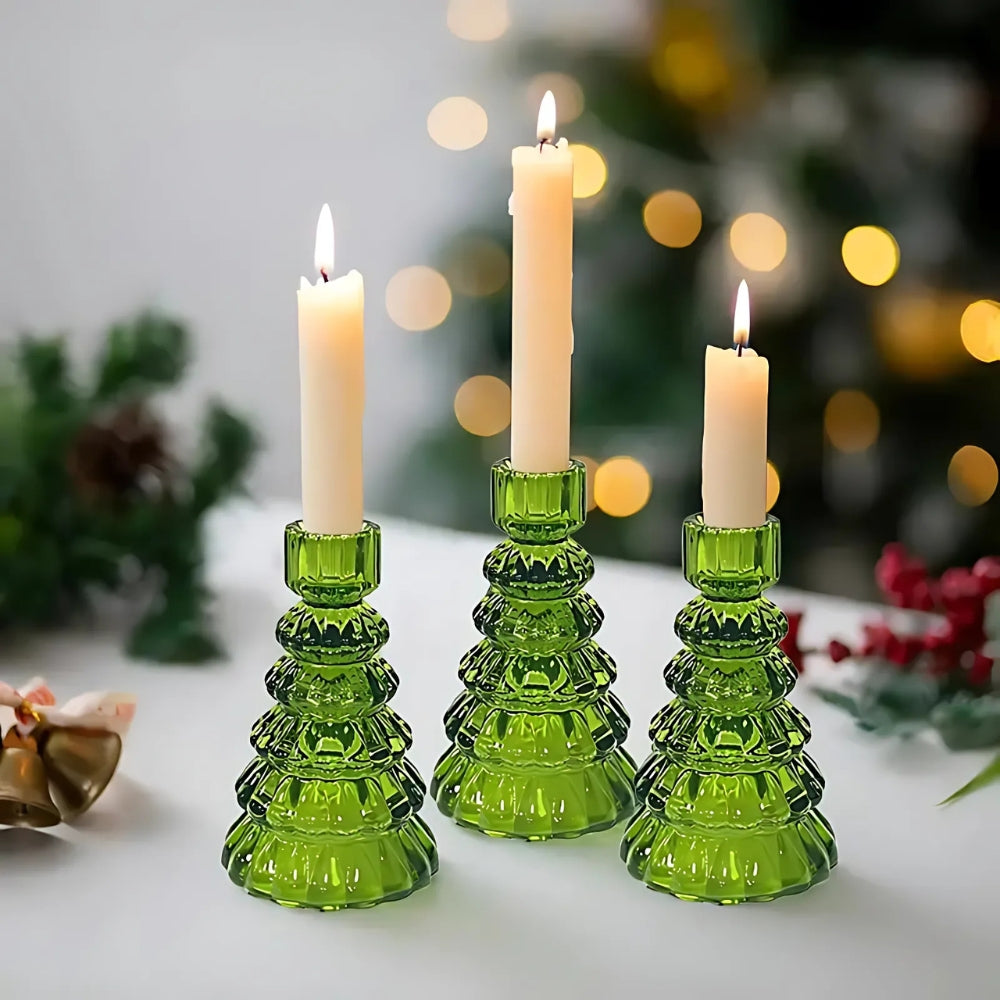 Waldin Weihnachtsbaum Kerzenhalter Set - Glas, 3-teilig 0