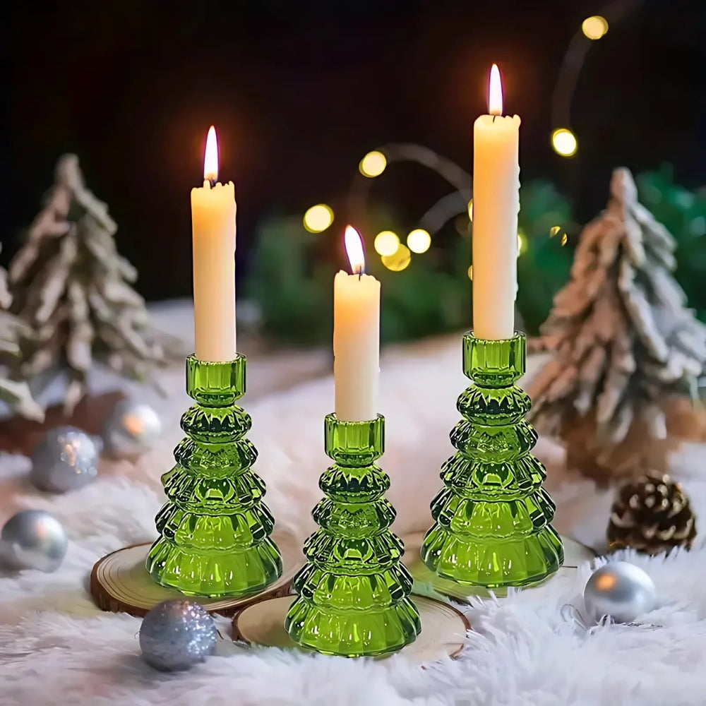 Waldin Weihnachtsbaum Kerzenhalter Set - Glas, 3-teilig 1