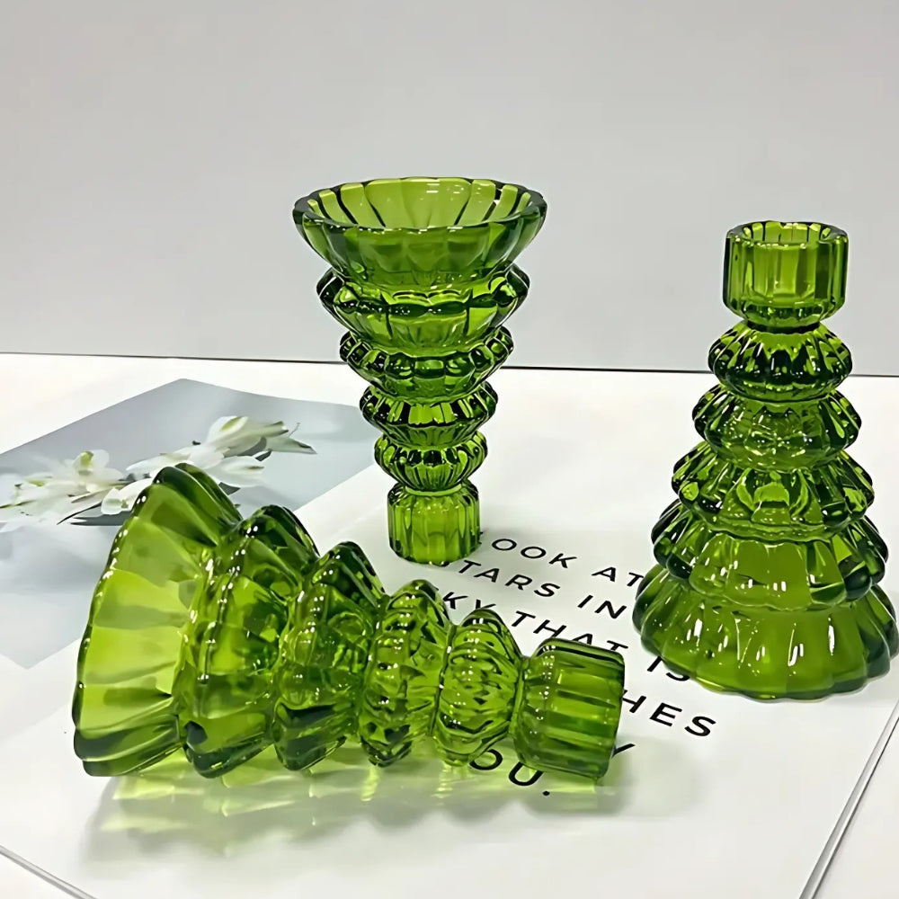 Waldin Weihnachtsbaum Kerzenhalter Set - Glas, 3-teilig 2