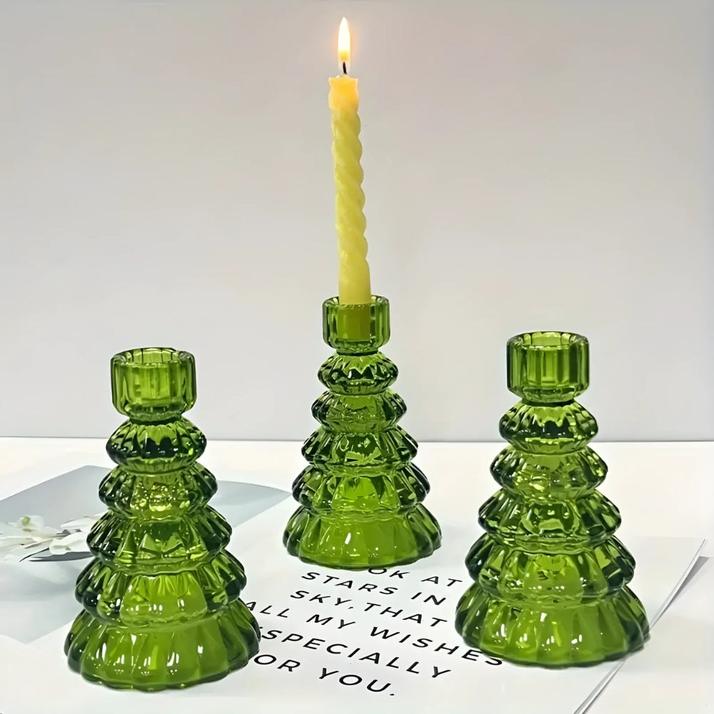Waldin Weihnachtsbaum Kerzenhalter Set - Glas, 3-teilig 4