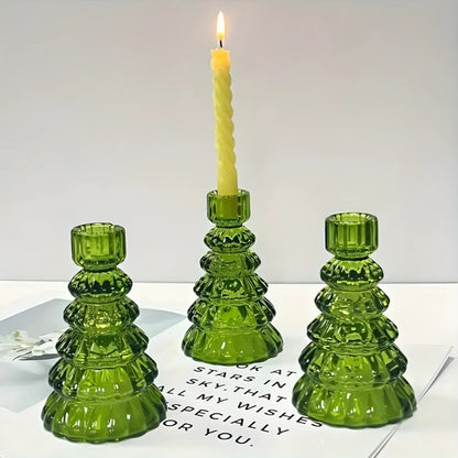 Waldin Weihnachtsbaum Kerzenhalter Set - Glas, 3-teilig 4