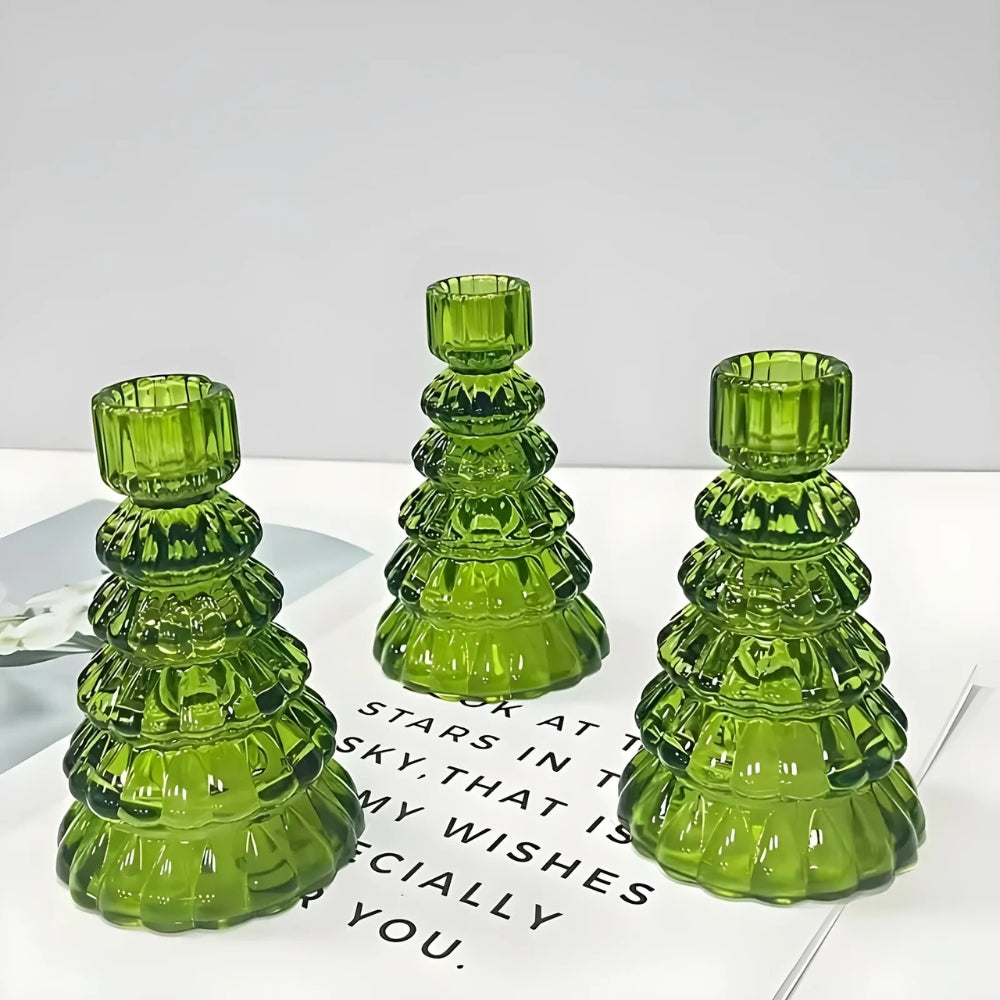 Waldin Weihnachtsbaum Kerzenhalter Set - Glas, 3-teilig 7