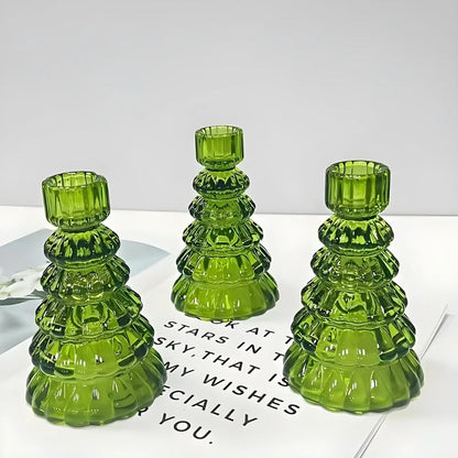 Waldin Weihnachtsbaum Kerzenhalter Set - Glas, 3-teilig 7