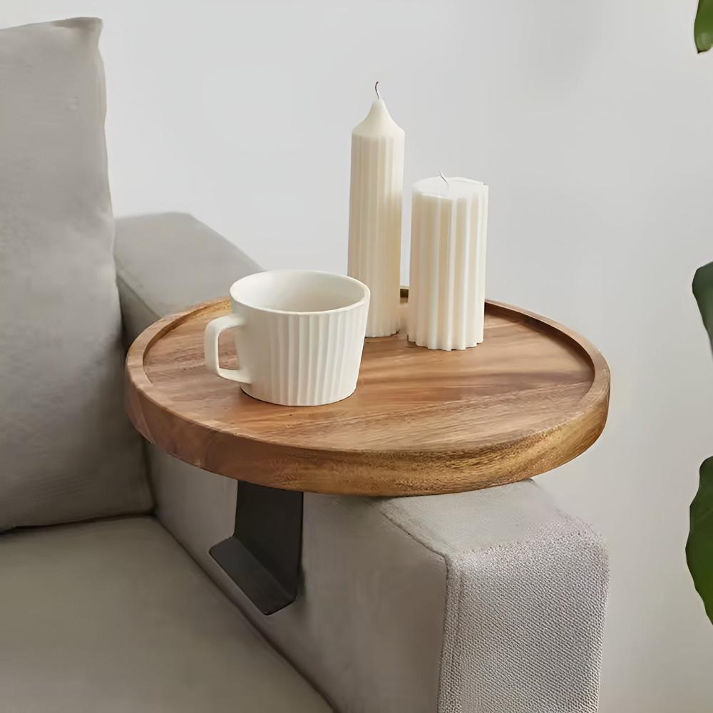 Walnuss Armlehne Sofa Tablett - Robustes Design, Anpassbar für Getränke und Snacks 7