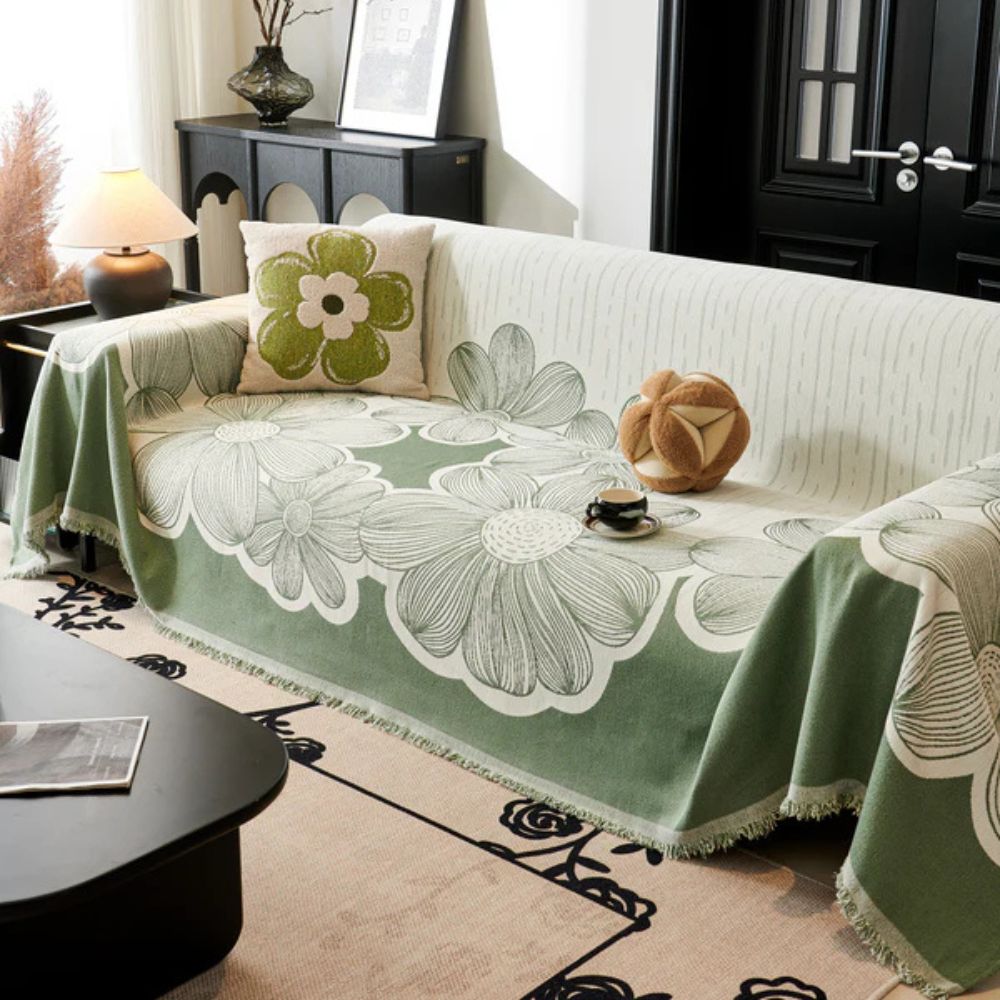 Wanderly Sofabezug - Weicher Chenille, Reversibles Blumendesign 4